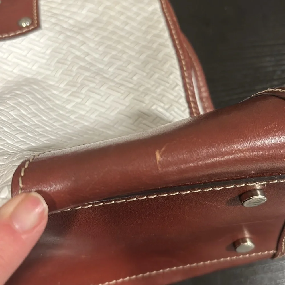 CLAUDIA Firenze genuine leather white and brown made in Italy shoulder bag